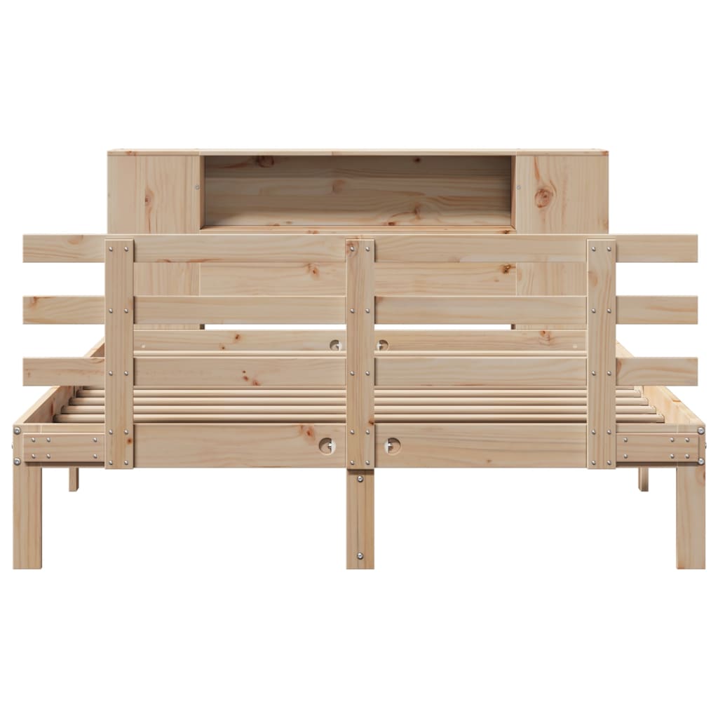 Lit bibliothèque sans matelas 135x190 cm bois de pin massif - XIOS