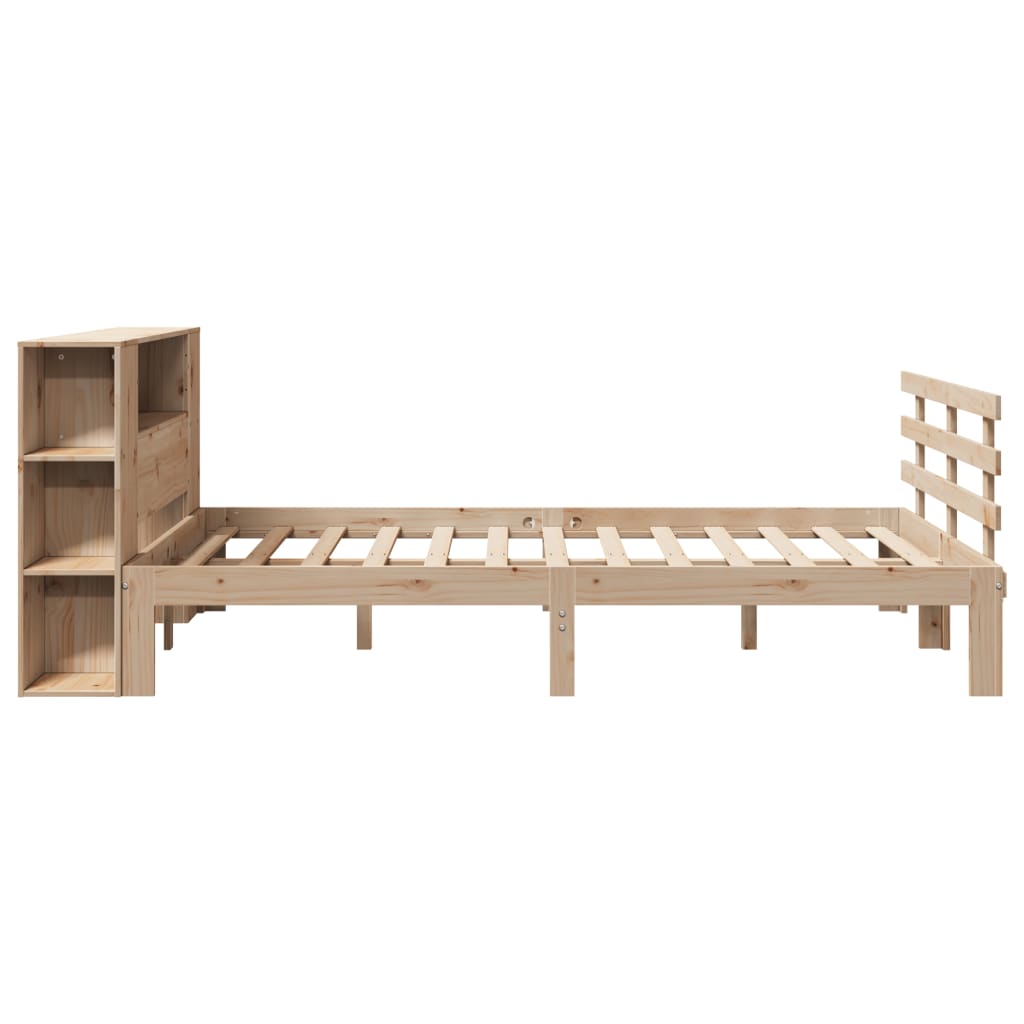 Lit bibliothèque sans matelas 135x190 cm bois de pin massif