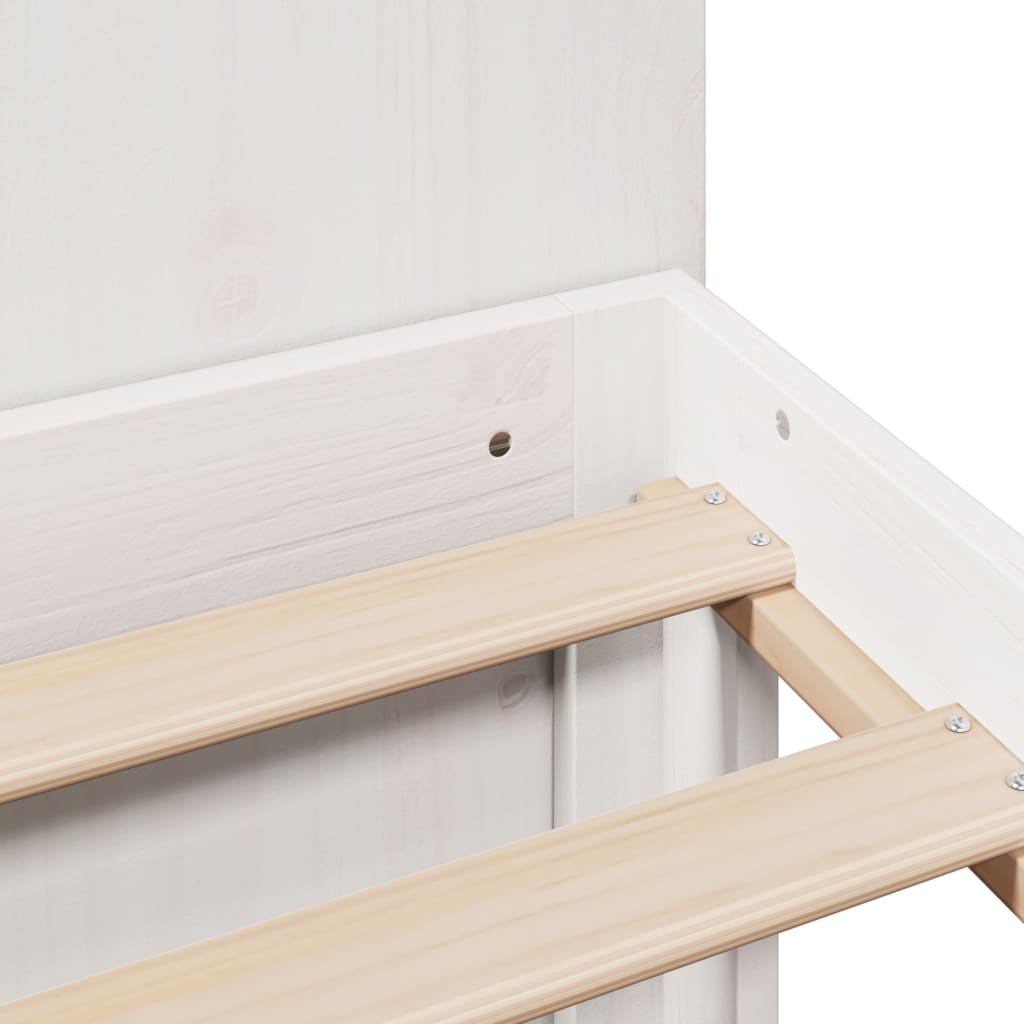 Lit bibliothèque sans matelas blanc 150x200 cm bois pin massif - XIOS