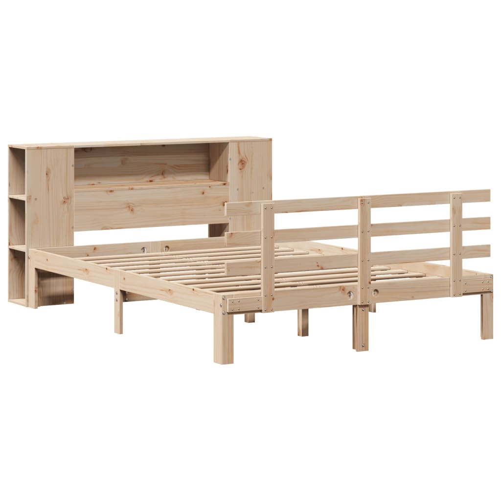 Lit bibliothèque sans matelas 160x200 cm bois massif de pin - XIOS