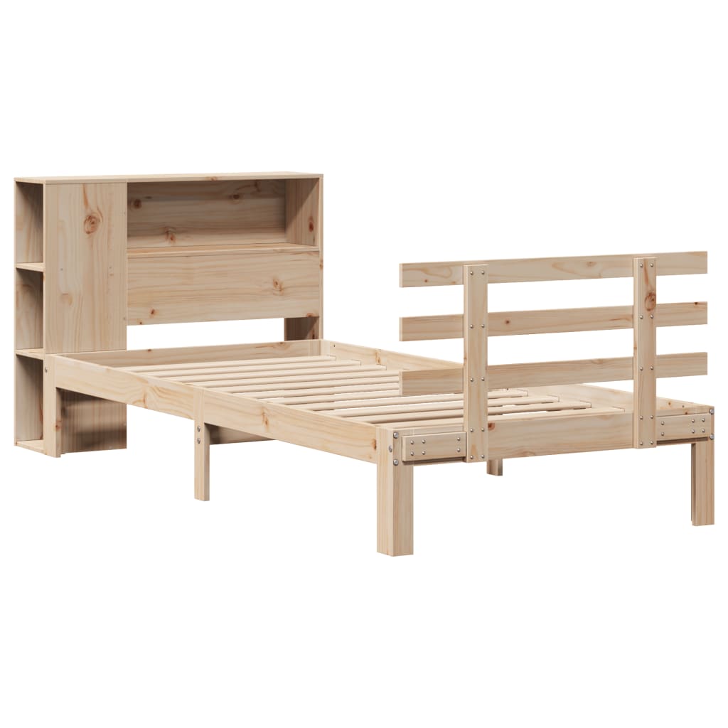 Lit bibliothèque sans matelas 75x190 cm bois de pin massif - XIOS