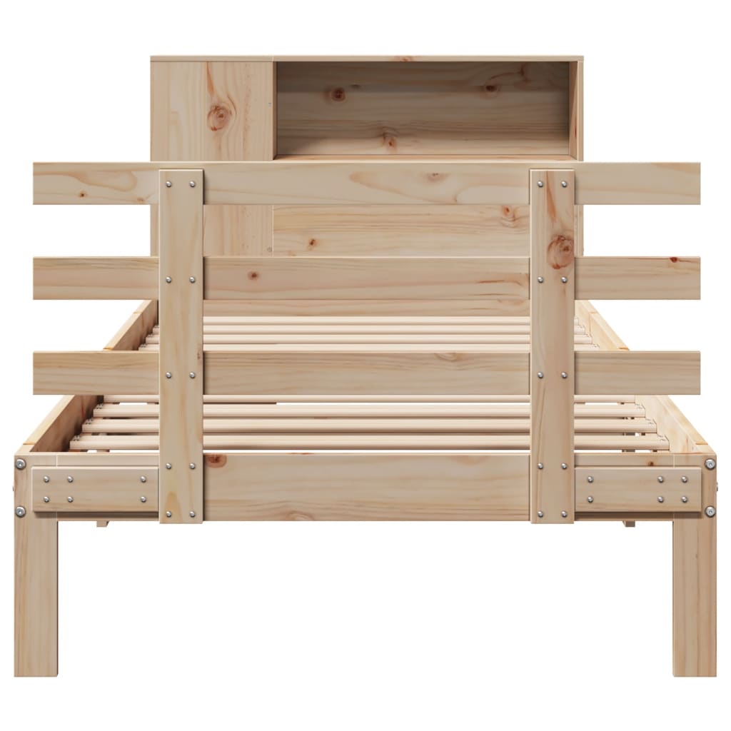 Lit bibliothèque sans matelas 75x190 cm bois de pin massif - XIOS