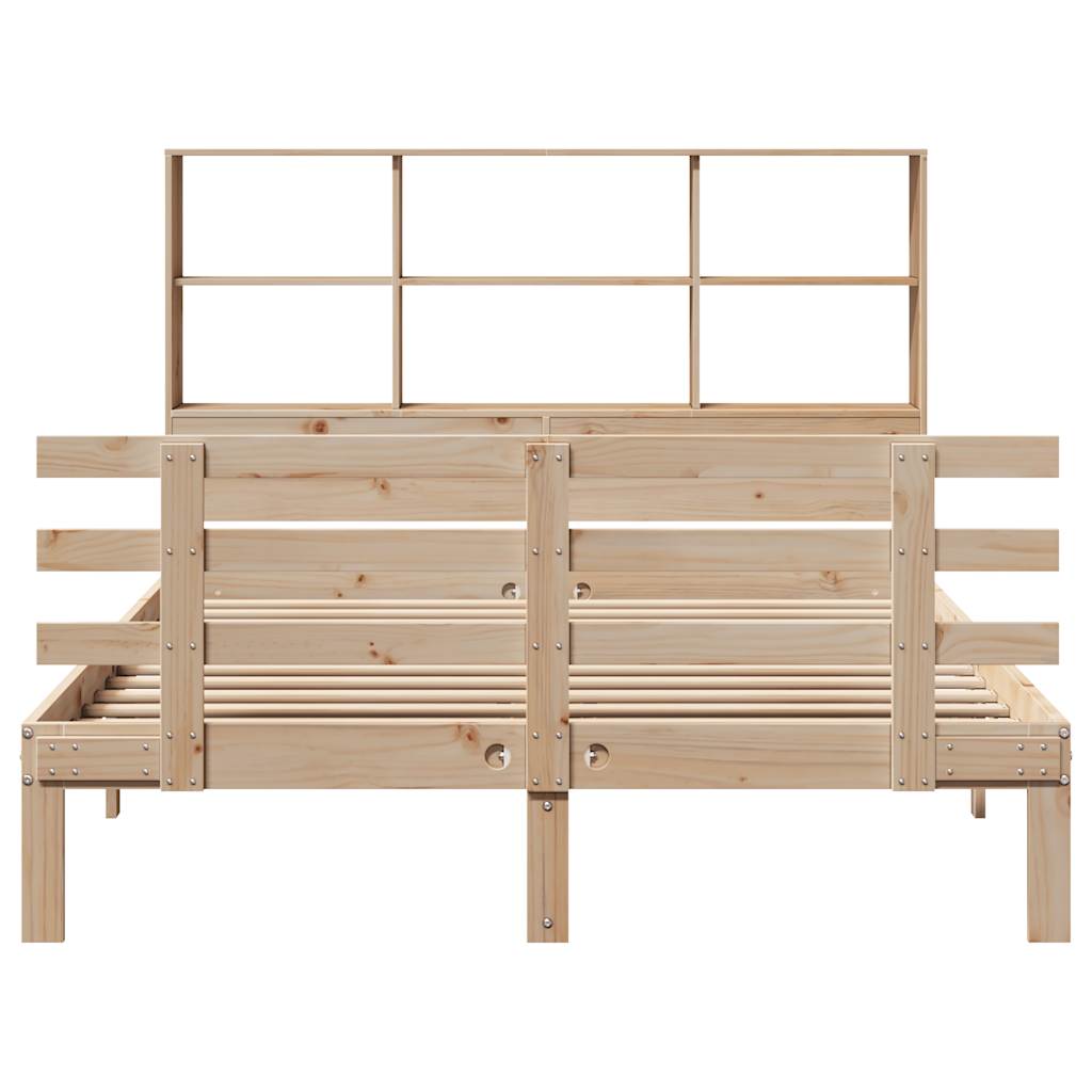 Lit bibliothèque sans matelas 120x190 cm bois de pin massif - XIOS