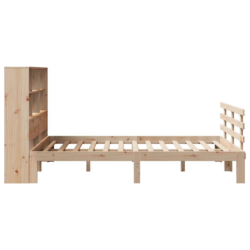 Lit bibliothèque sans matelas 120x190 cm bois de pin massif - XIOS