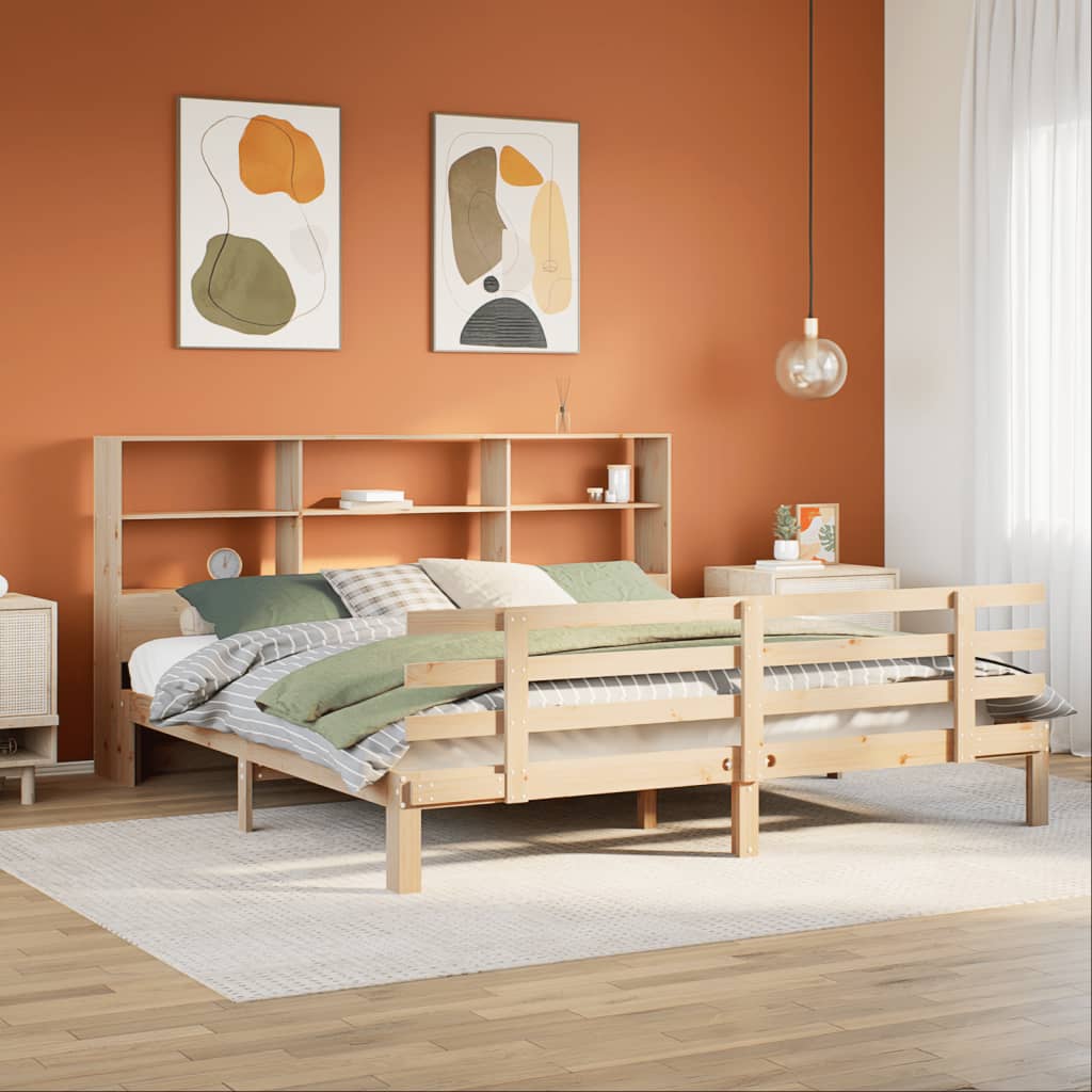 Lit bibliothèque sans matelas 180x200 cm bois massif de pin - XIOS