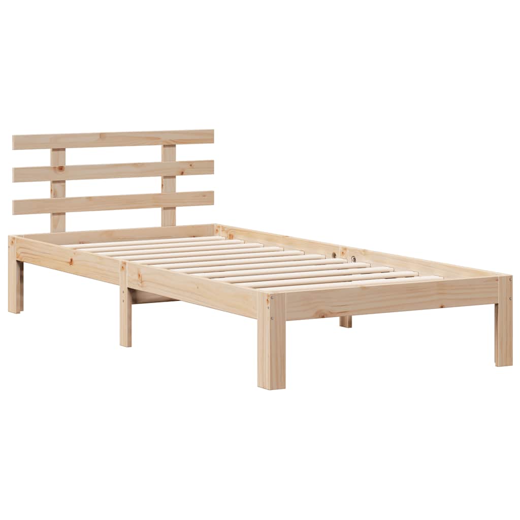 Lit bibliothèque sans matelas 90x190 cm bois de pin massif - XIOS