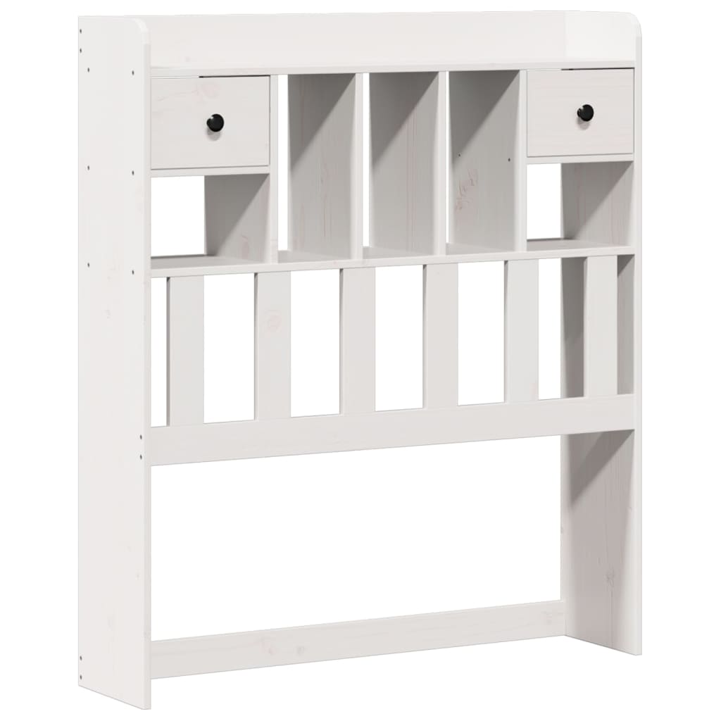 Lit bibliothèque sans matelas blanc 90x190cm bois de pin massif