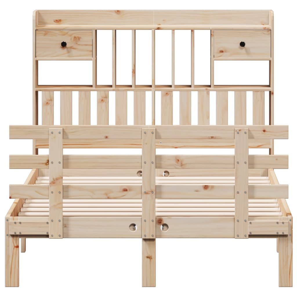 Lit bibliothèque sans matelas 135x190 cm bois de pin massif - XIOS