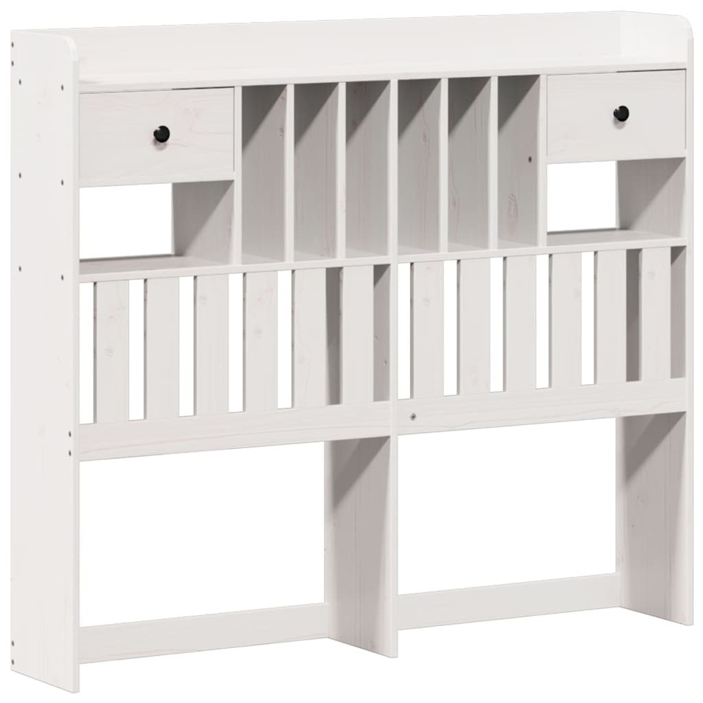 Lit bibliothèque sans matelas blanc 135x190 cm bois pin massif - XIOS