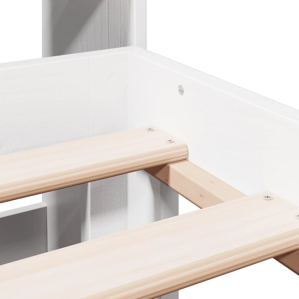 Lit bibliothèque sans matelas blanc 135x190 cm bois pin massif - XIOS