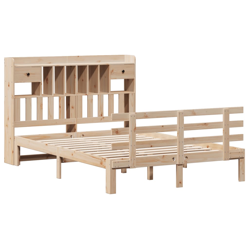 Lit bibliothèque sans matelas 140x190 cm bois de pin massif - XIOS