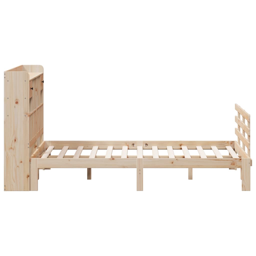 Lit bibliothèque sans matelas 140x200 cm bois massif de pin - XIOS