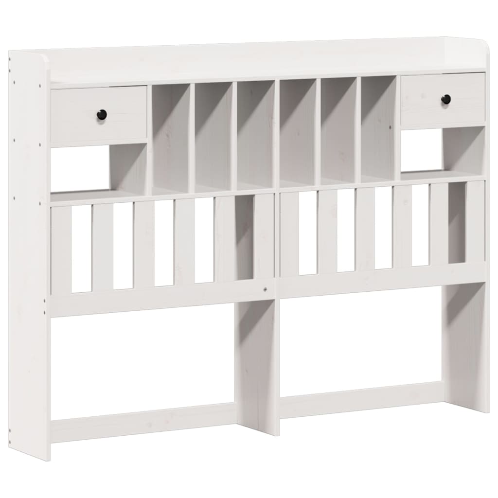 Lit bibliothèque sans matelas blanc 150x200 cm bois pin massif - XIOS