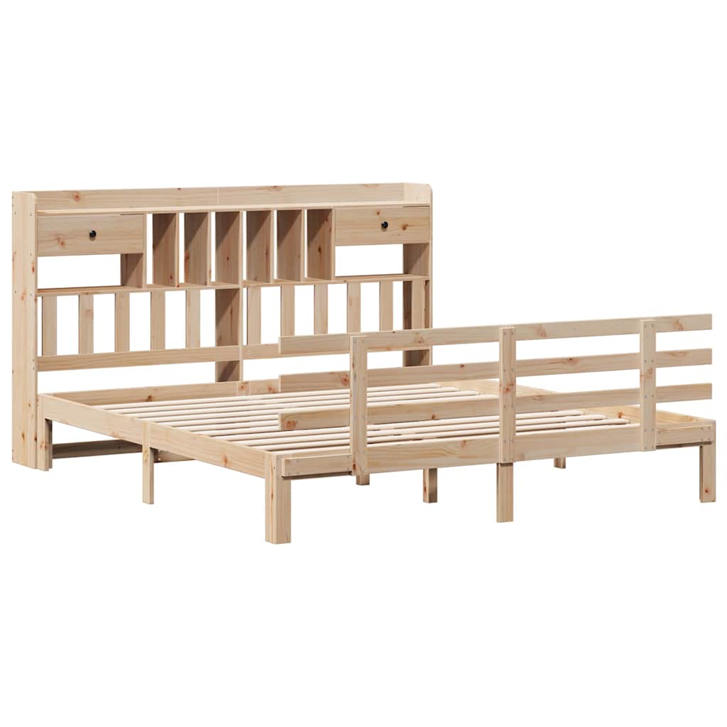Lit bibliothèque sans matelas 180x200 cm bois massif de pin - XIOS