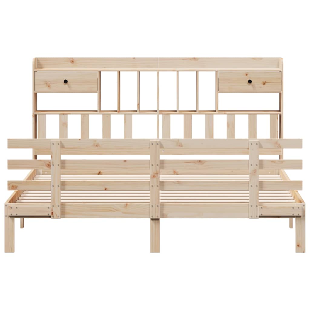 Lit bibliothèque sans matelas 180x200 cm bois massif de pin - XIOS