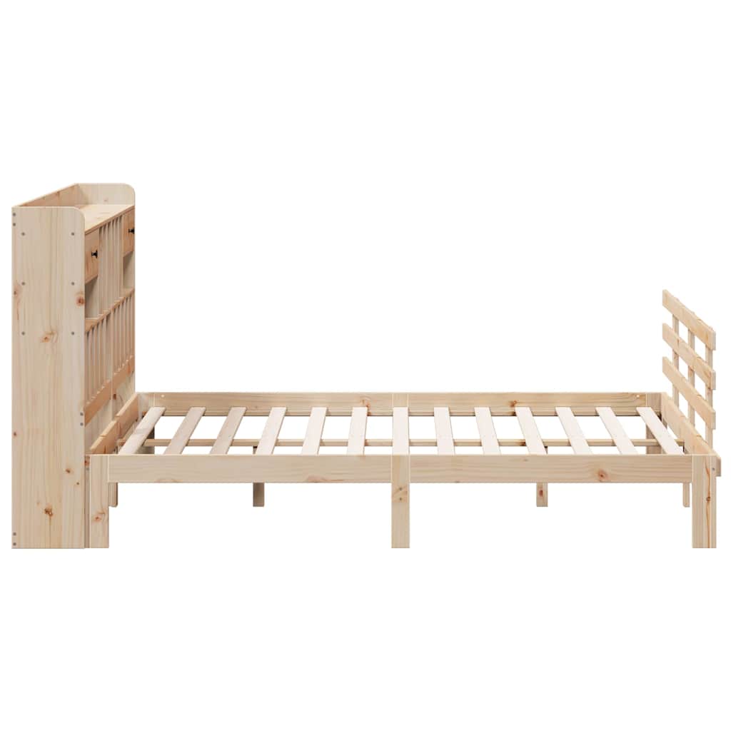 Lit bibliothèque sans matelas 180x200 cm bois massif de pin - XIOS