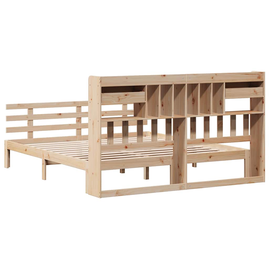 Lit bibliothèque sans matelas 180x200 cm bois massif de pin - XIOS