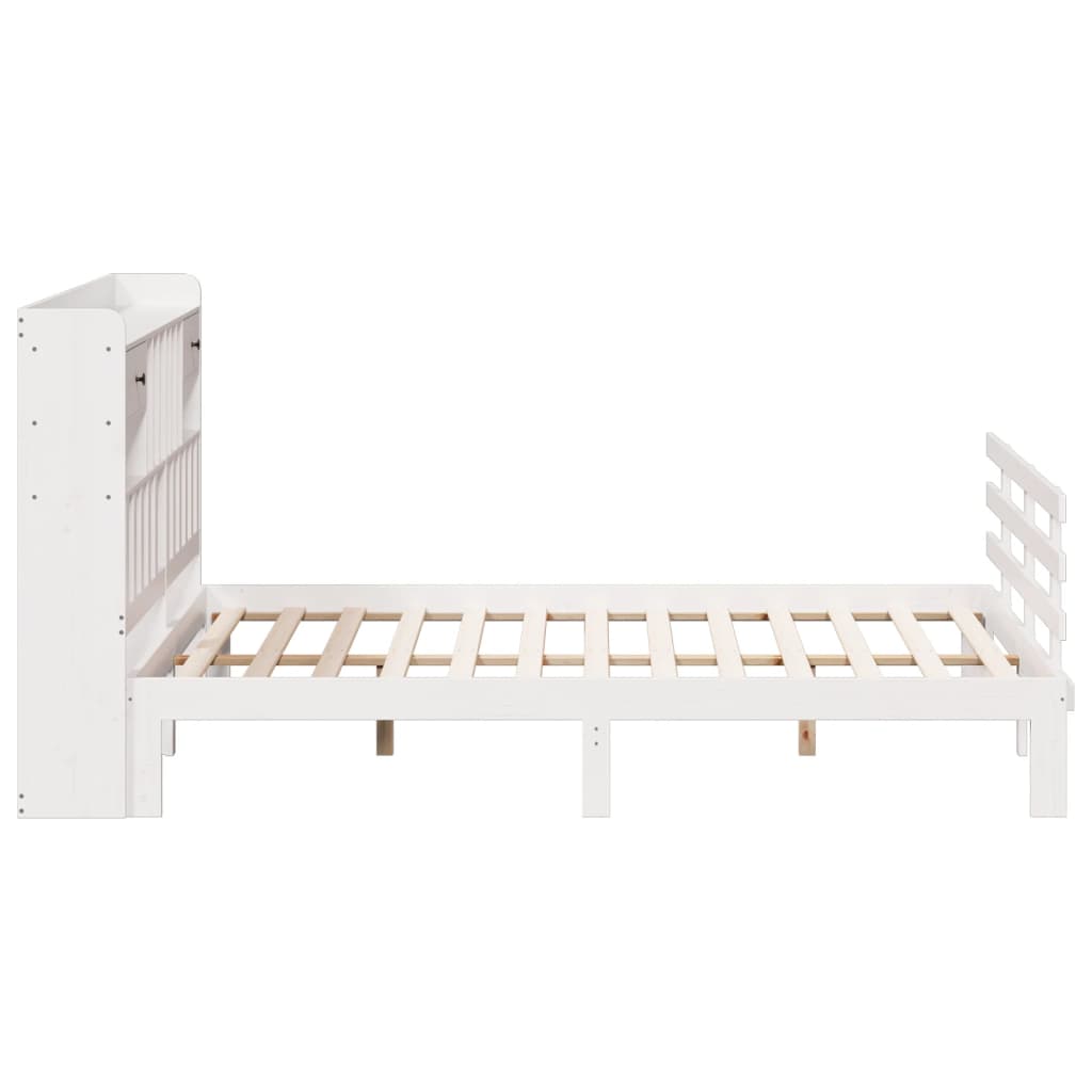 Lit bibliothèque sans matelas blanc 180x200 cm bois pin massif - XIOS