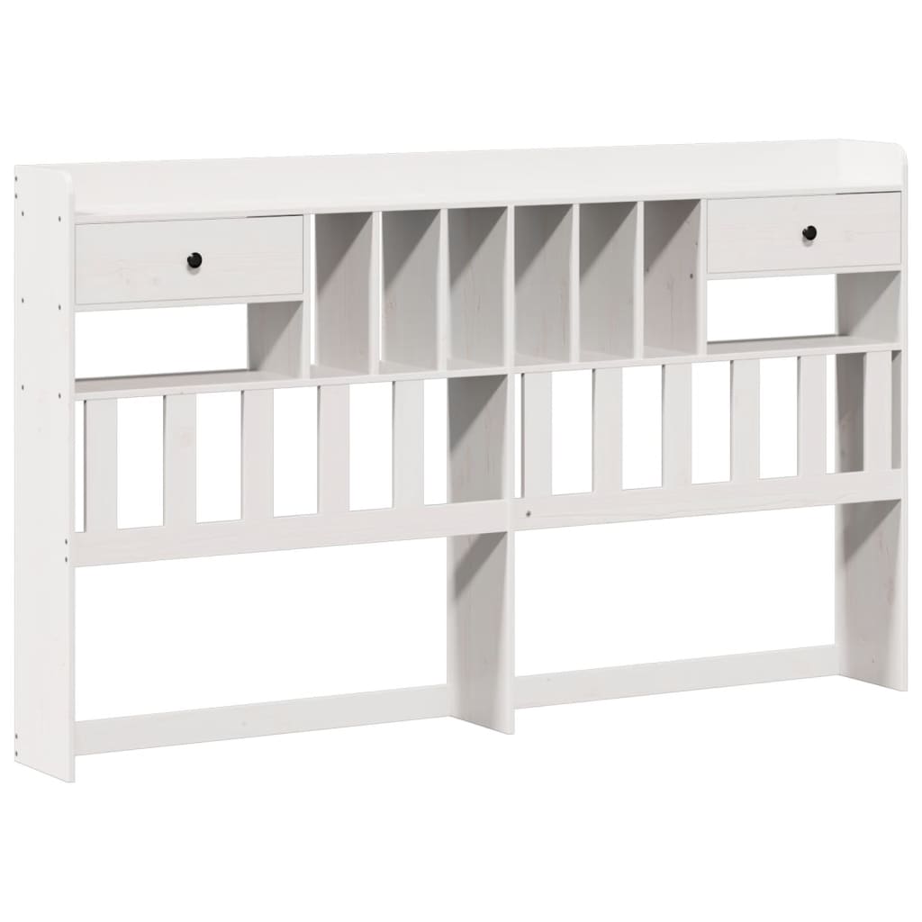Lit bibliothèque sans matelas blanc 180x200 cm bois pin massif - XIOS