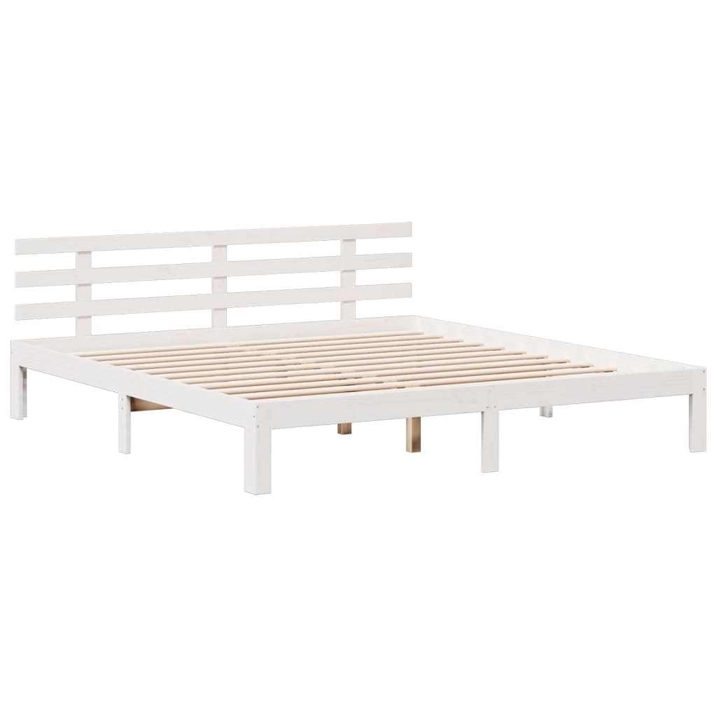 Lit bibliothèque sans matelas blanc 180x200 cm bois pin massif - XIOS