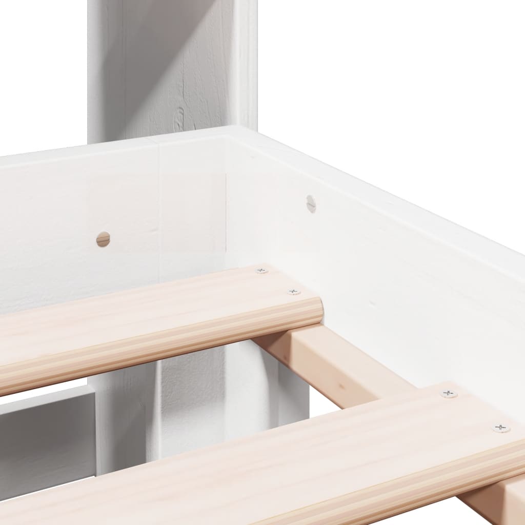 Lit bibliothèque sans matelas blanc 180x200 cm bois pin massif - XIOS