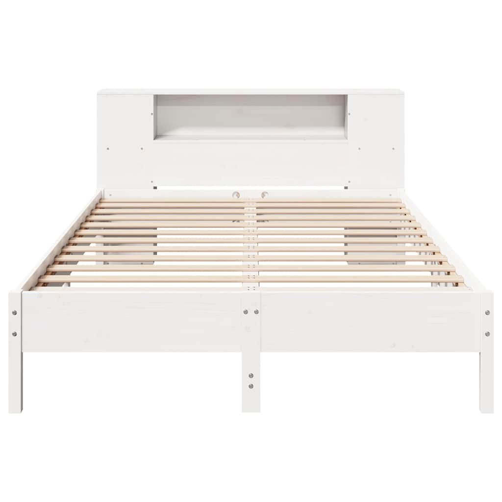 Lit bibliothèque sans matelas blanc 160x200 cm bois pin massif - XIOS