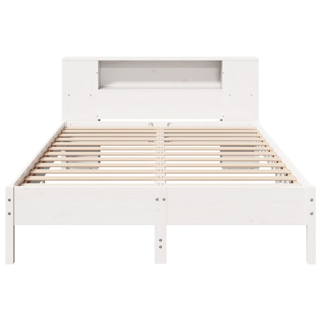 Lit bibliothèque sans matelas blanc 150x200 cm bois pin massif - XIOS