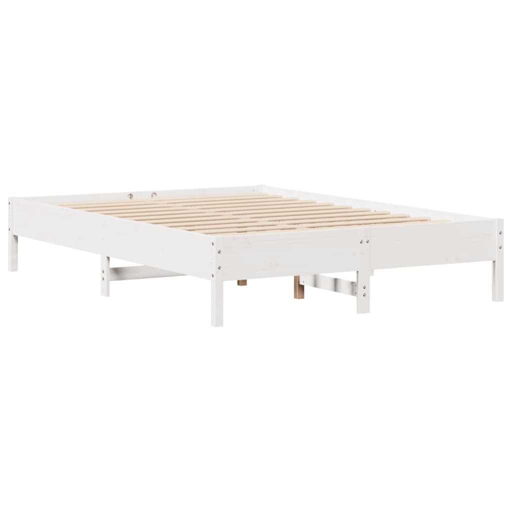 Lit bibliothèque sans matelas blanc 150x200 cm bois pin massif - XIOS