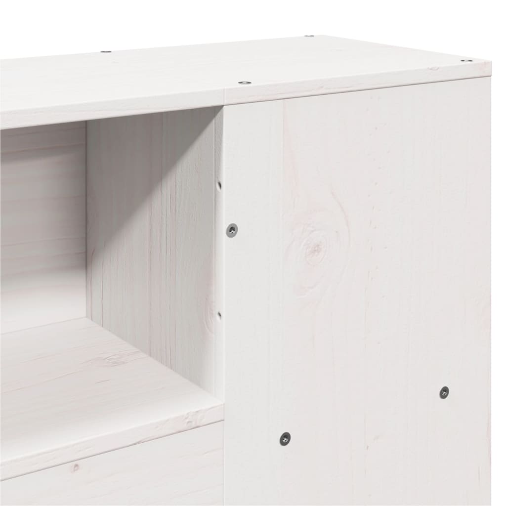Lit bibliothèque sans matelas blanc 150x200 cm bois pin massif - XIOS
