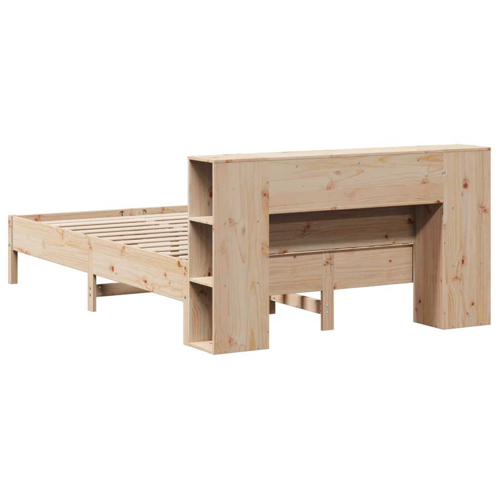 Lit bibliothèque sans matelas 140x200 cm bois massif de pin - XIOS