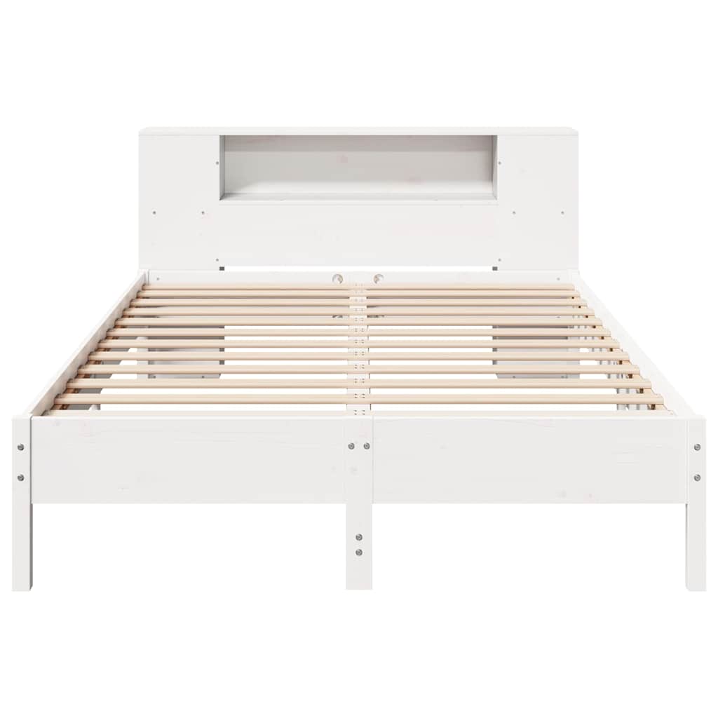 Lit bibliothèque sans matelas blanc 140x200 cm bois pin massif - XIOS