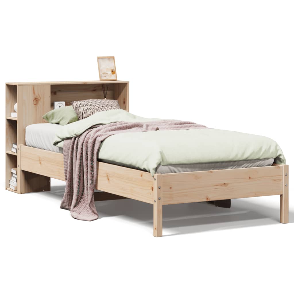 Lit bibliothèque sans matelas 75x190 cm bois de pin massif - XIOS