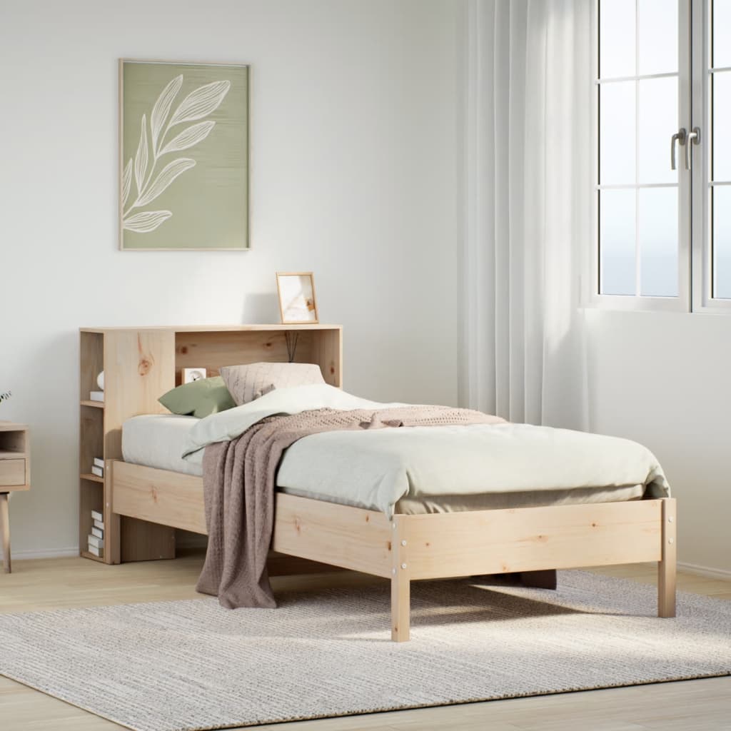 Lit bibliothèque sans matelas 75x190 cm bois de pin massif - XIOS