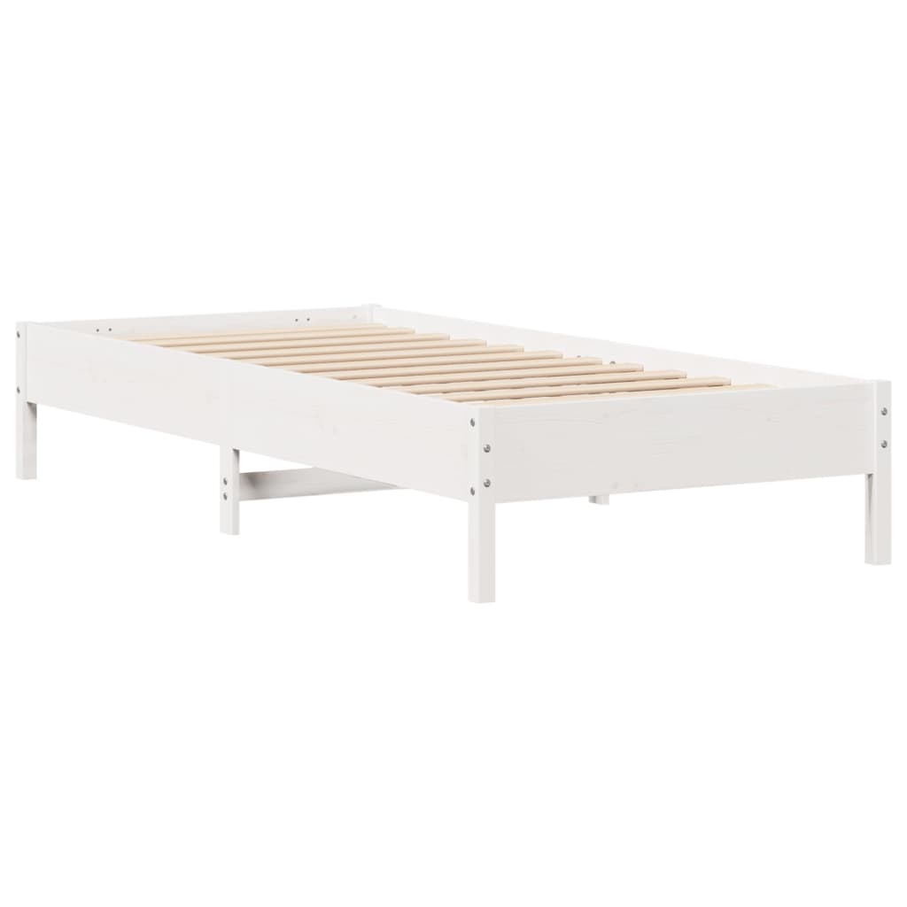 Lit bibliothèque sans matelas blanc 75x190cm bois de pin massif - XIOS