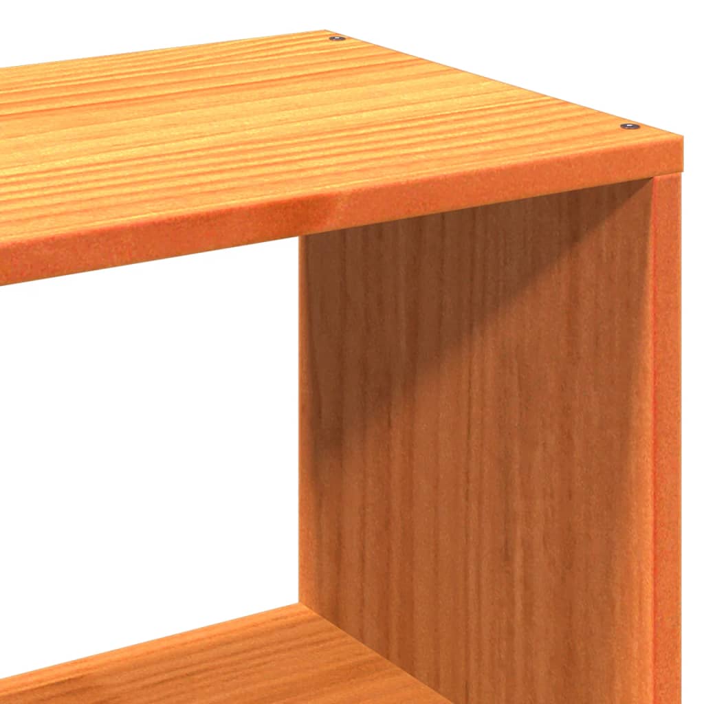 Lit bibliothèque sans matelas cire marron 200x200 cm pin massif - XIOS
