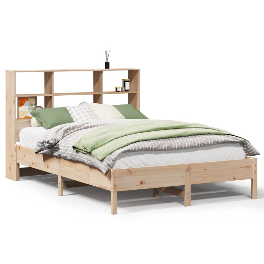 Lit bibliothèque sans matelas 140x190 cm bois de pin massif - XIOS