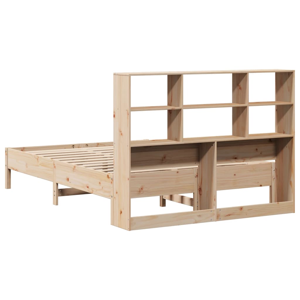 Lit bibliothèque sans matelas 140x190 cm bois de pin massif - XIOS