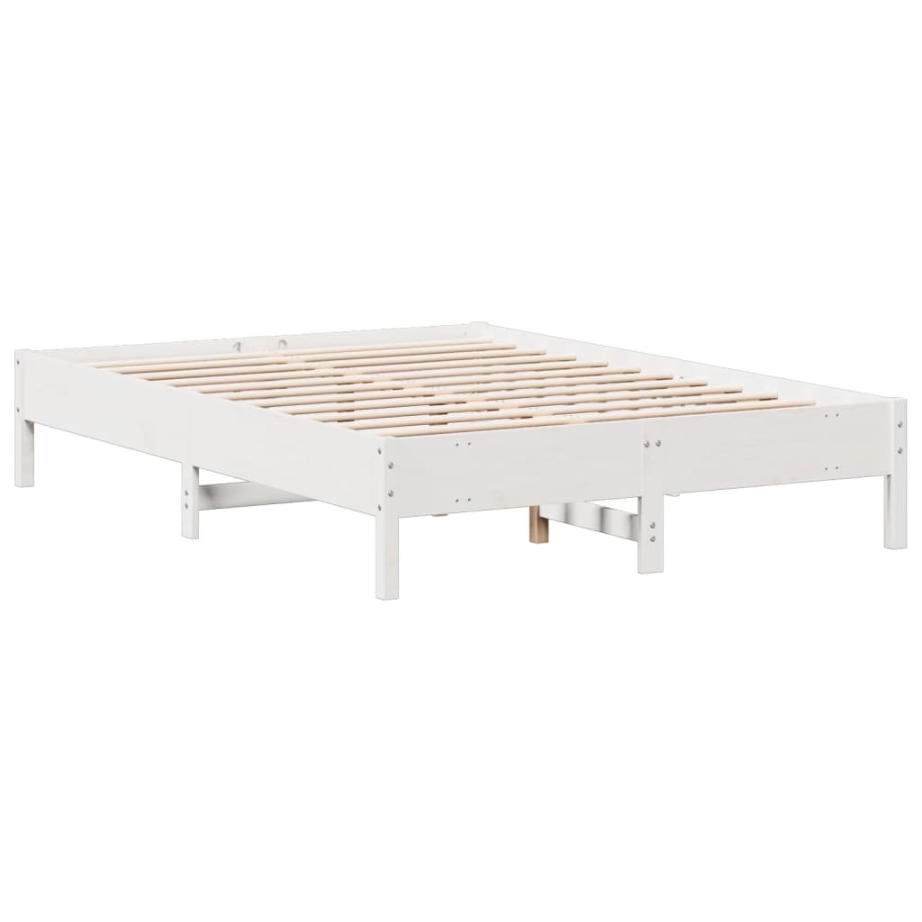 Lit bibliothèque sans matelas blanc 150x200 cm bois pin massif - XIOS
