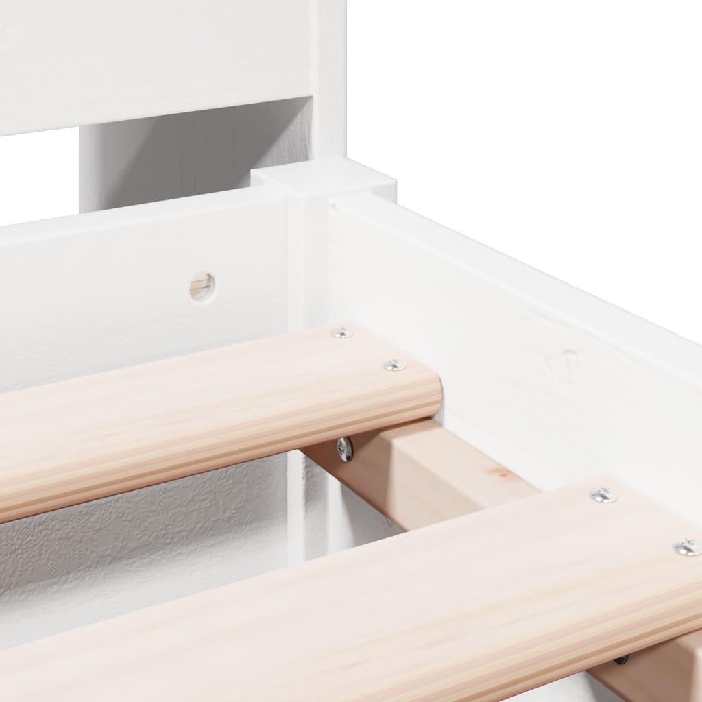 Lit bibliothèque sans matelas blanc 150x200 cm bois pin massif - XIOS