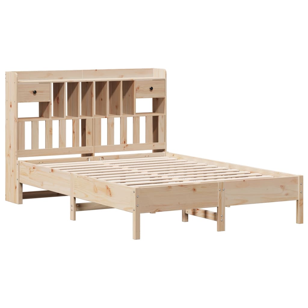 Lit bibliothèque sans matelas 140x200 cm bois massif de pin - XIOS