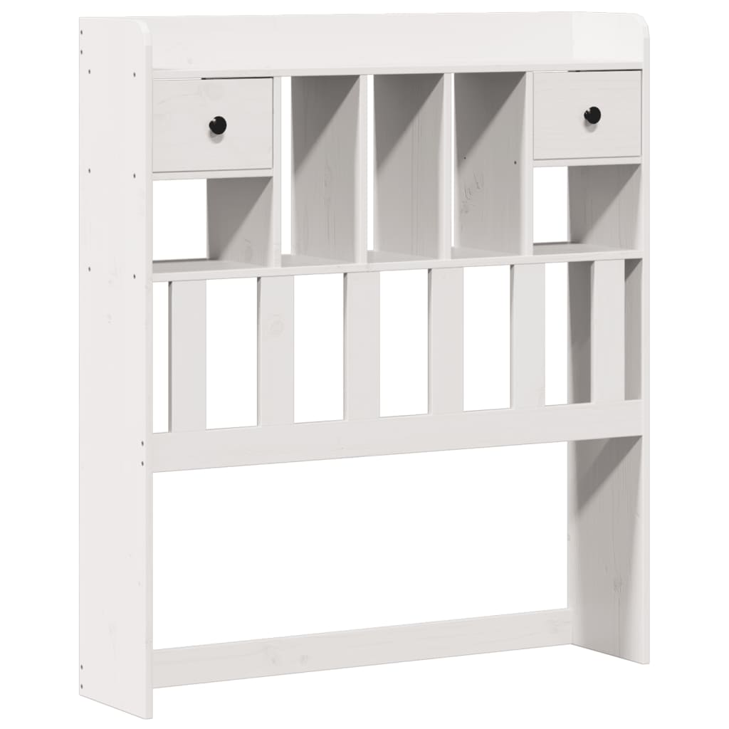 Lit bibliothèque sans matelas blanc 90x200cm bois de pin massif - XIOS