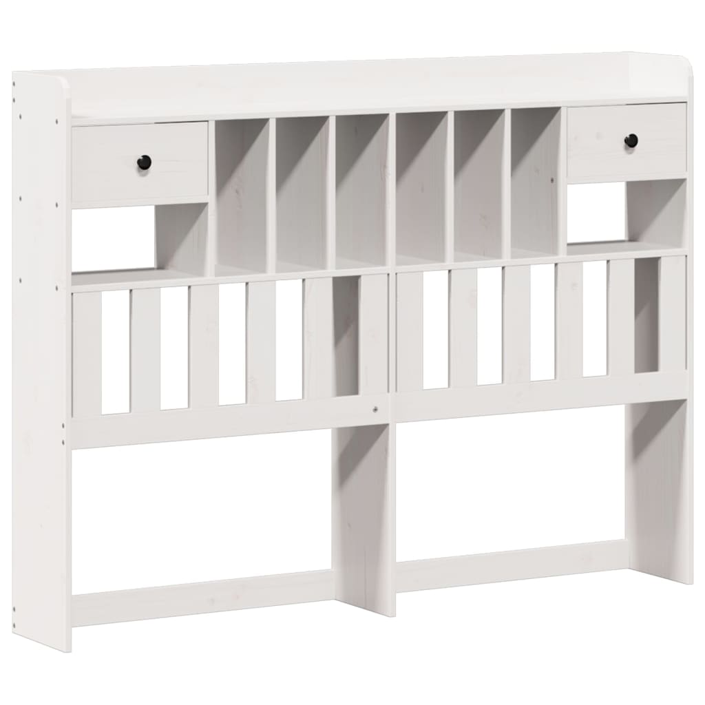 Lit bibliothèque sans matelas blanc 135x190 cm bois pin massif - XIOS