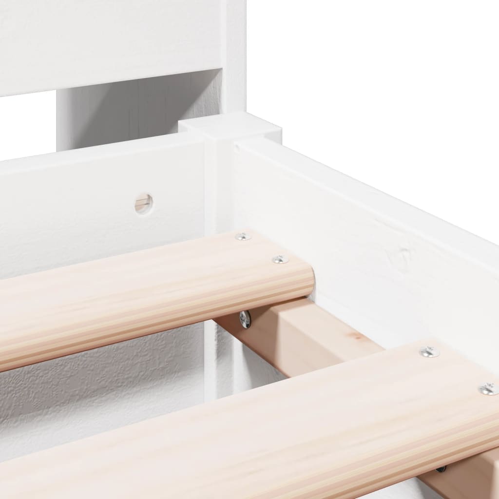 Lit bibliothèque sans matelas blanc 135x190 cm bois pin massif - XIOS