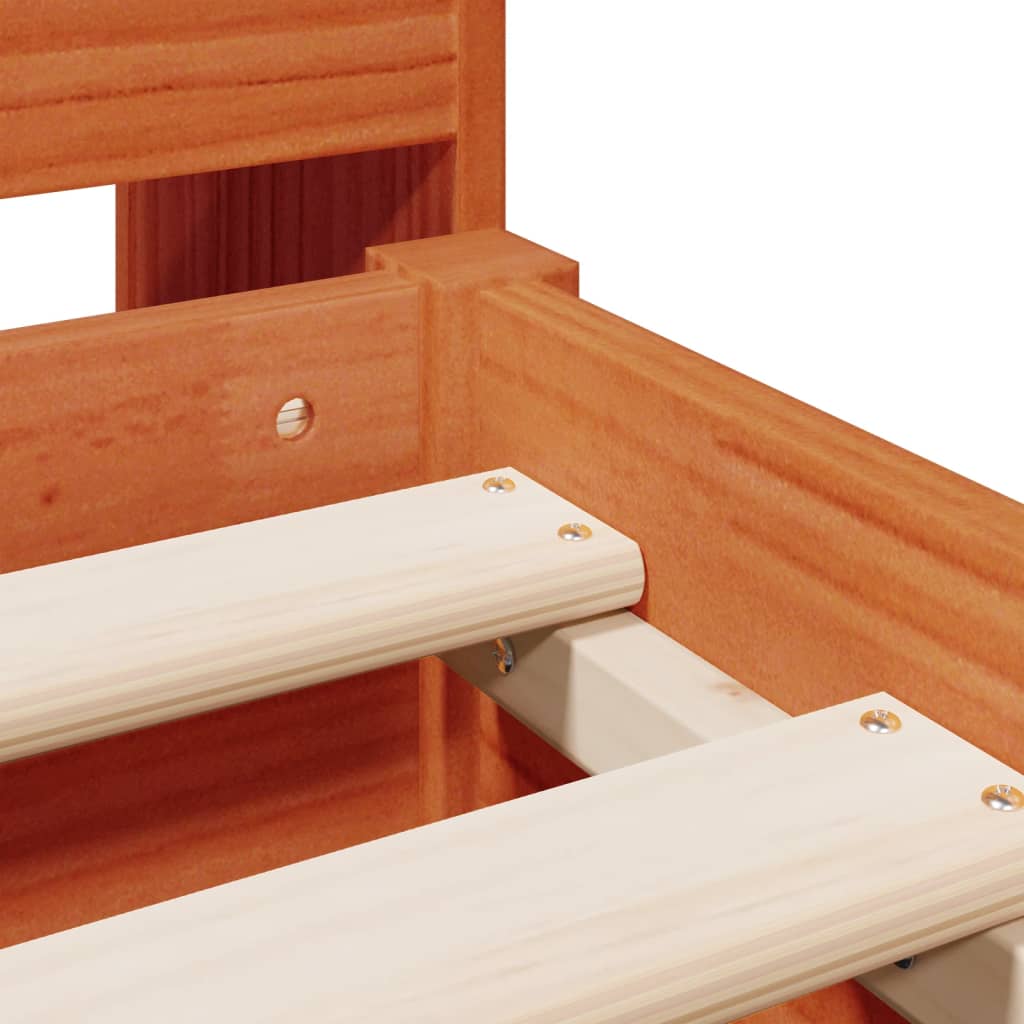Lit bibliothèque sans matelas cire marron 135x190 cm pin massif - XIOS