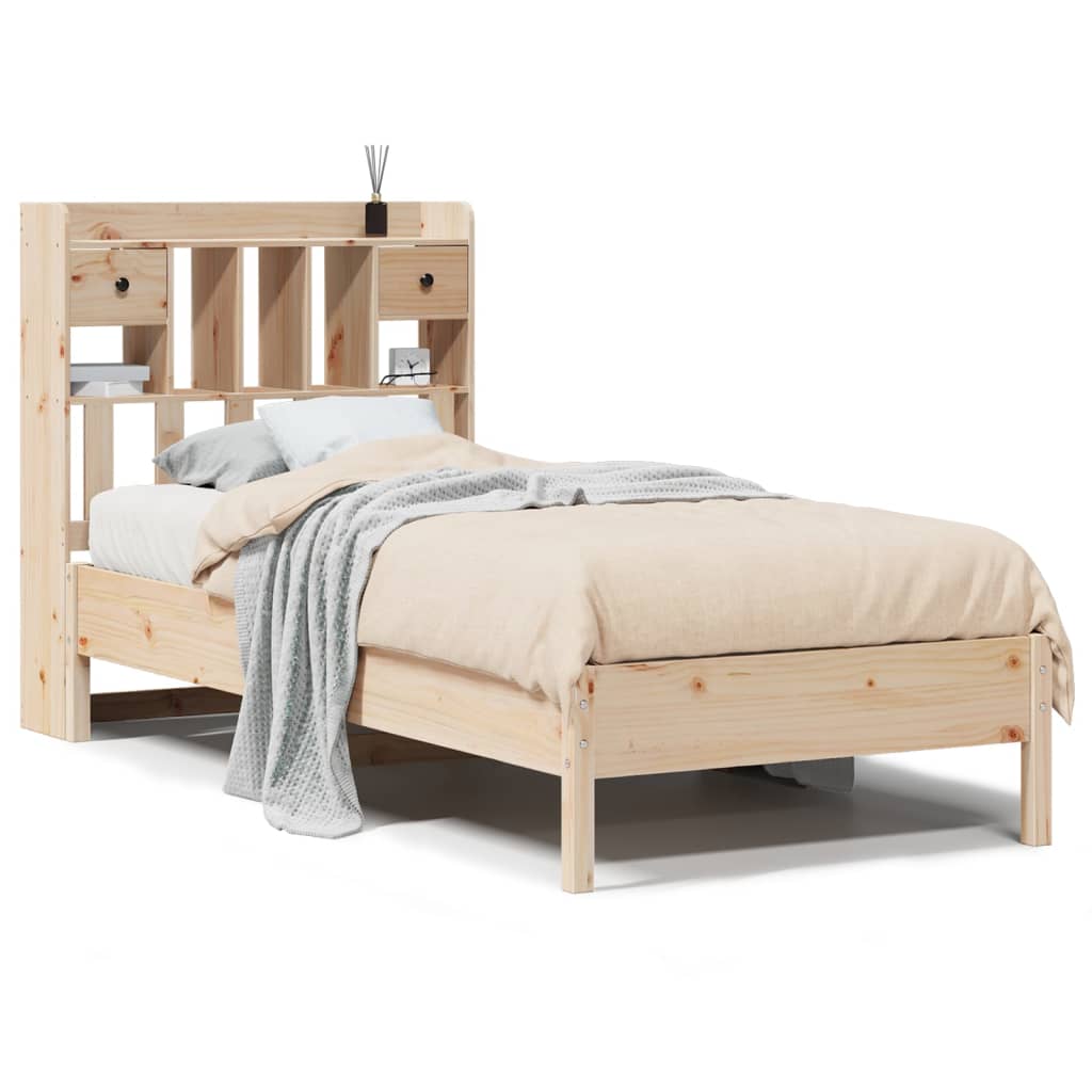Lit bibliothèque sans matelas 75x190 cm bois de pin massif - XIOS