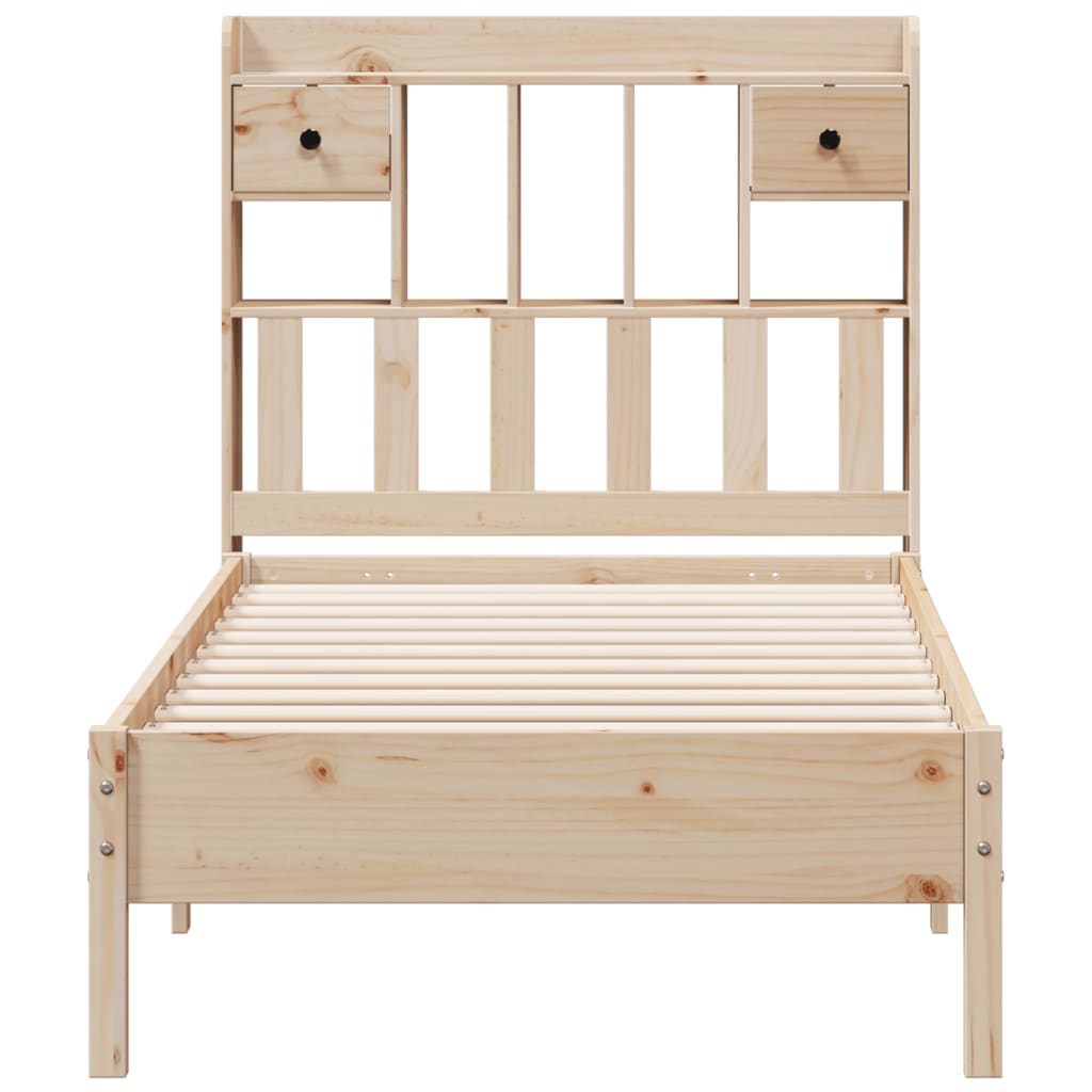 Lit bibliothèque sans matelas 75x190 cm bois de pin massif - XIOS