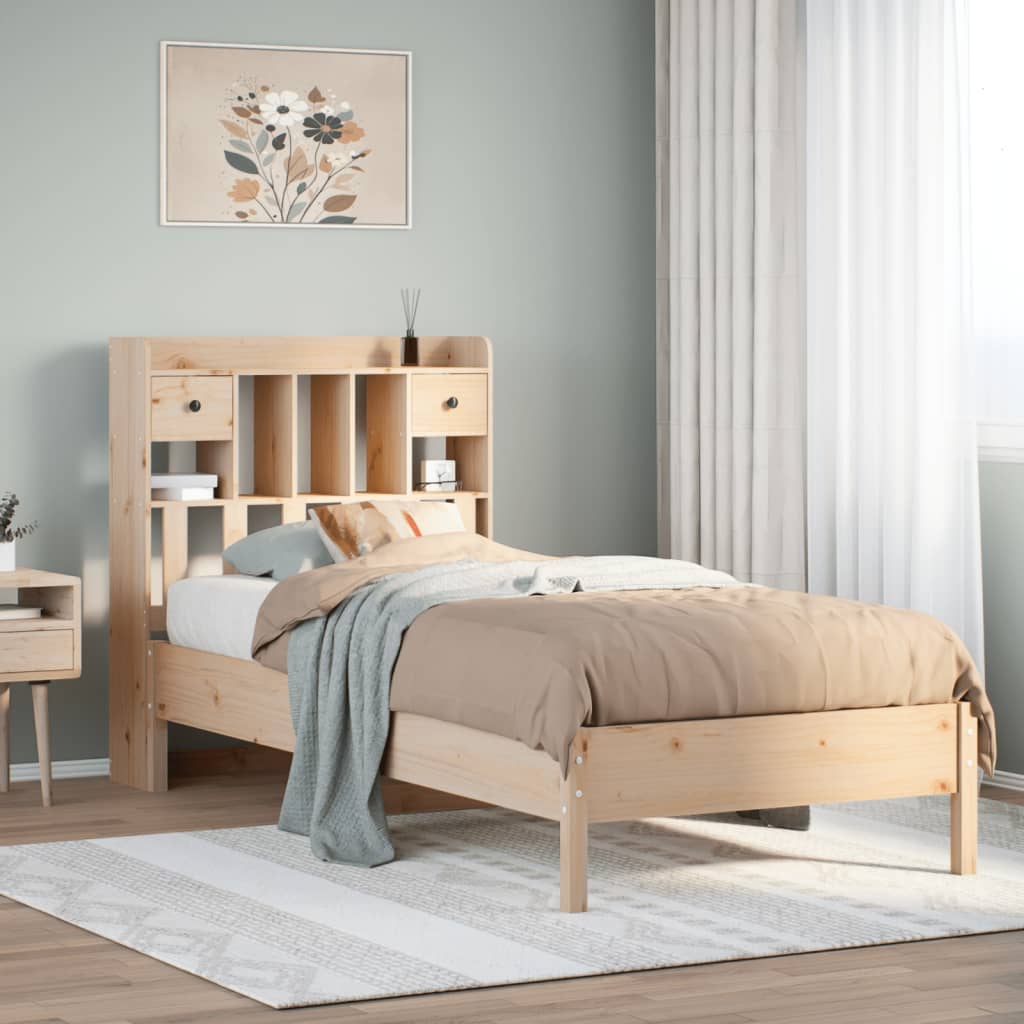 Lit bibliothèque sans matelas 75x190 cm bois de pin massif - XIOS