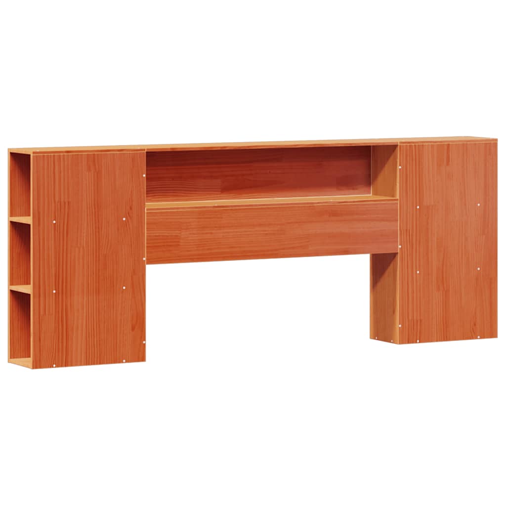 Lit bibliothèque sans matelas cire marron 200x200 cm pin massif