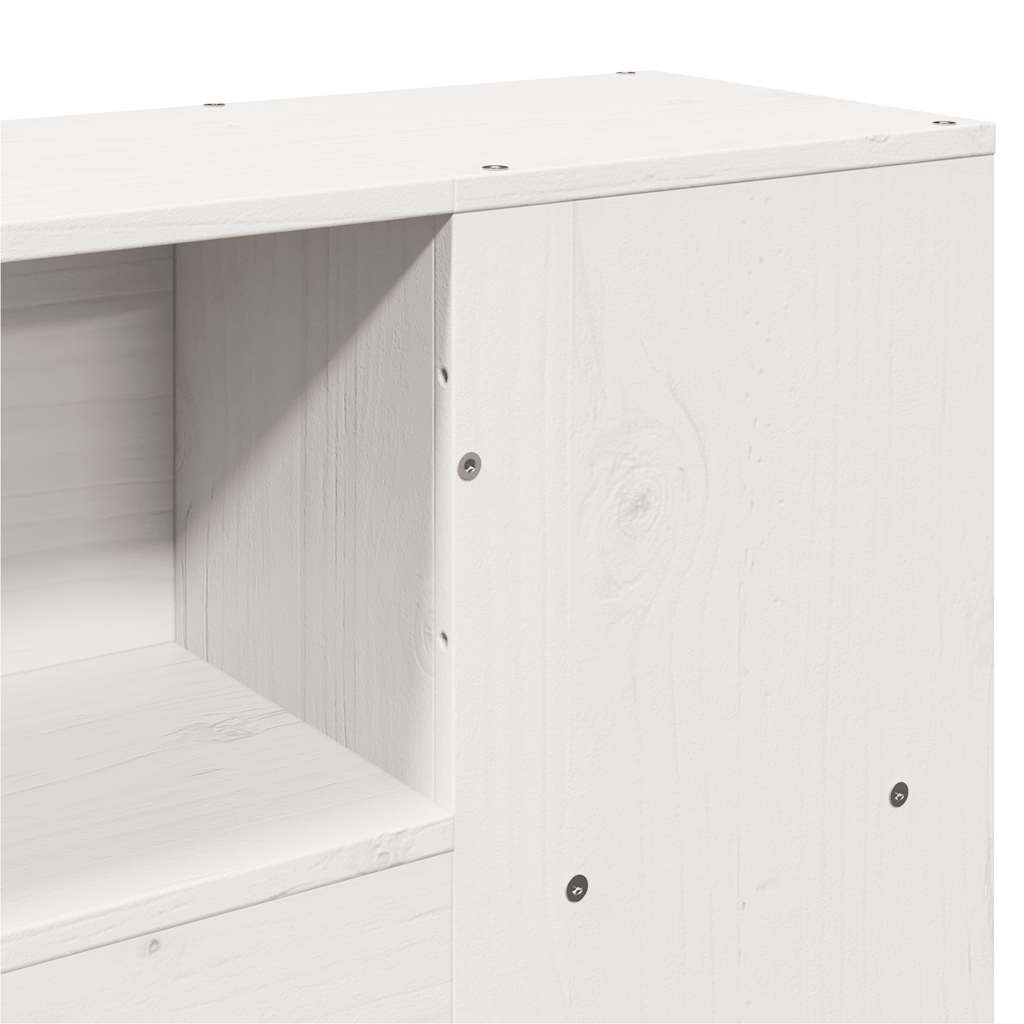 Lit bibliothèque sans matelas blanc 160x200 cm bois pin massif - XIOS