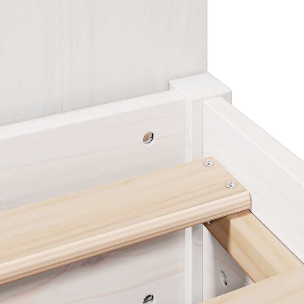 Lit bibliothèque sans matelas blanc 160x200 cm bois pin massif - XIOS